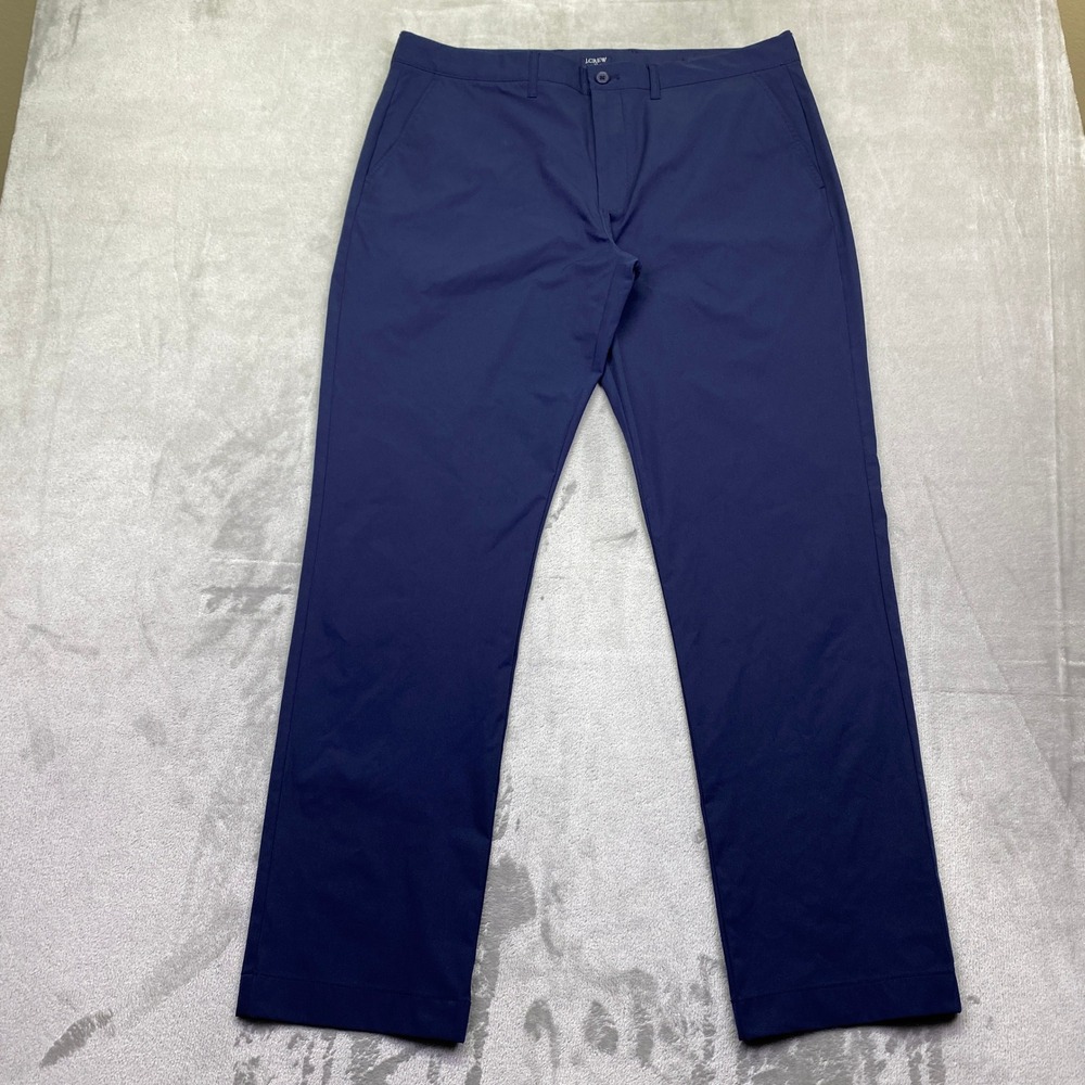 J.Crew Flex Straight Leg Tech Pants Navy Blue Mens Sz 36 CG391 Performance Chino